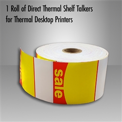 Red/Yellow Direct Thermal SALE Talkers for desktop printers, such as zebra and honeywell brand printers.