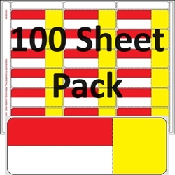 Item # R018000-ry-100pk 18up Red, yellow, white 3-in-1 eco-friendly composite shelf labels for retail gondola shelves. Removable adhesive allows for easy, no mess removal. 100 sheets per pack.