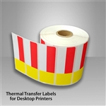 2455707-30 Red/Yellow Thermal Transfer color Labels for desktop printers, such as Zebra, Datamax, & Honeywell brand printers.