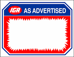 R001025 1up IGA "As Advertised" 8.5" x 11" (formerly #50000)
