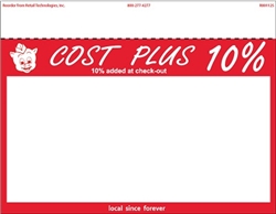 1up w/margin Piggly Wiggly "Cost Plus 10%" signs on uncoated cardstock