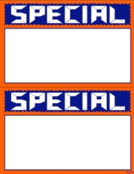 R002003 2up Laser Bright Fluorescent "Special" on Glossy Sign Stock (formerly #90625)