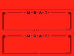 Two Fluorescent Red MEAT Department Signs on a 8.5" x 11" sheet