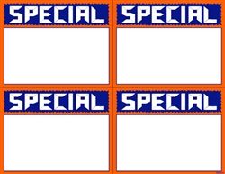 R004003 4up Laser Bright Fluorescent 'Special' on Glossy Sign Stock (formerly #90725)