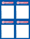 R004007 4up Blue and red Cash Saver plus 10% added at register sign