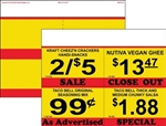 R004109 4up w/Margin Yellow with Red Bars on C1S (Glossy) Sign Stock