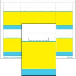 R008090-BY 8up Blue & Yellow Bar Adhesive Shelf Talker w/Horseshoe Cut 2-1/2" x 3-27/32"