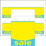 R008091-BY 8up Blue & Yellow "SALE" Adhesive Shelf Talker w/Horseshoe Cut 2-1/2" x 3-27/32"