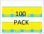 R008091-BY-100pk 8up Blue & Yellow "SALE" Adhesive Shelf Talker w/Horseshoe Cut 2-1/2" x 3-27/32" 100 sheet pack