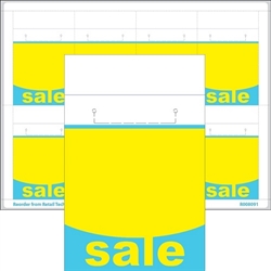 R008091-BY 8up Blue & Yellow "SALE" Adhesive Shelf Talker w/Horseshoe Cut 2-1/2" x 3-27/32"