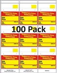 9 labels on a sheet with "temporary price reduction" in red & yellow.  Designed for drawing customers to weekly markdown items.