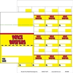 12 labels on a sheet with "PRICE BUSTERS" in red & yellow.  Designed for drawing customers to weekly markdown items.