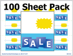 R015143-100pk 15up Eco Plus Bold Impressions Blue on Blue 'SALE' composite adhesive shelf talkers (1.875" x 2.25")