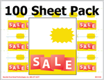 R015145-100pk 15up Eco Plus Bold Impressions Red 'SALE' on yellow composite adhesive shelf talkers (1.875" x 2.25")