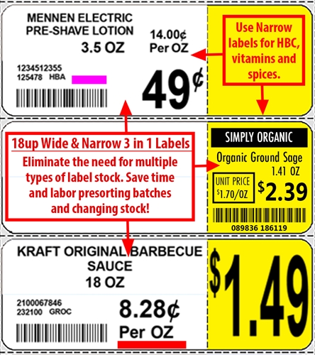 eighteen Adhesive Shelf price Labels Orange/Yellow on Composite