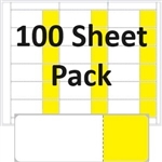 R018004-100pk 18up White Label with Yellow Tear-Off Tab on Eco-Friendly Composite Stock w/ Removable Adhesive