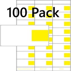 R032046-100pk 32up White Label with Yellow Price Box on Eco Friendly Composite Stock w/ Removable Adhesive.  Each label is 2-11/16" W x 1-5/32" H adhesive labels on one 8.5" x 11" perforated sheet.