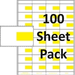 R032003-Y-100pk 32up White Label with Yellow Price Box on Eco Friendly Composite Stock w/ Removable Adhesive.  1-31/32" x 1-1/8" adhesive labels on one 8.5" x 11" perforated sheet.